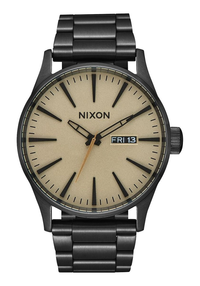 NIXON Sentry Stainless Steel Mens Watch Black / Khaki | Karmanow